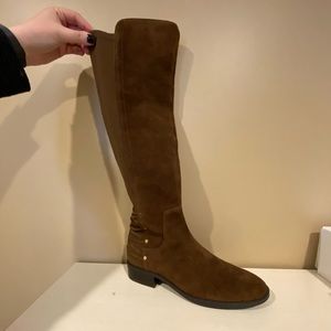 Brown suede riding boots